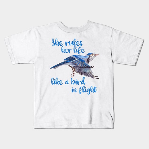 She Rules Her Life Like A Bird In Flight Kids T-Shirt by Seaside Designs